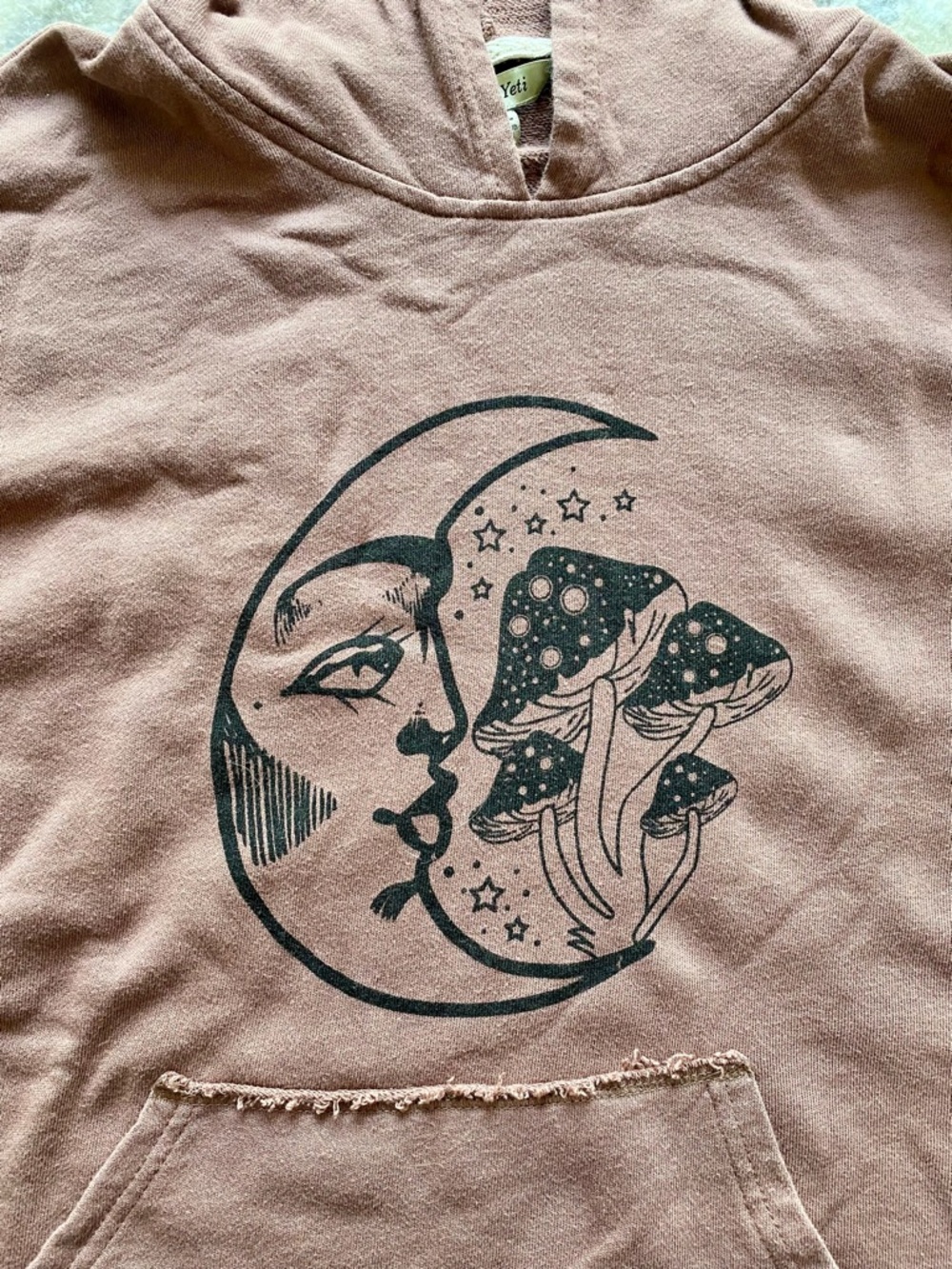Moon & Mushrooms Graphic Hoodie in Dusty Rose